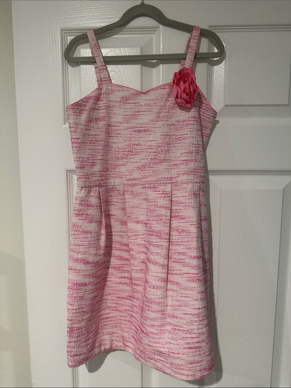 Janie and Jack Pink Tweed Flower-Trim Sundress